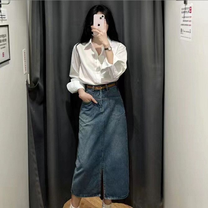 時尚套裝（襯衫+半身裙 S-XXL）(下單後聯絡客服確認發貨尺碼)#F224014013