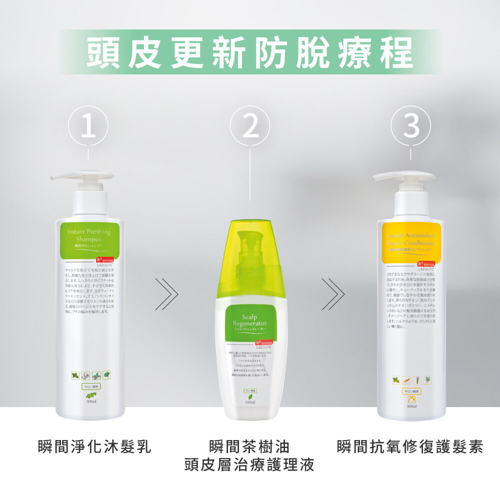 R3 System Instant Purifying Treatment Kits (Shampoo + Tonic + Conditioner)