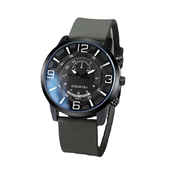 休閒矽膠皮帶大錶盤手錶 J0913