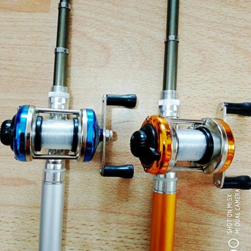 Asher Fishy, Pen mini fishing rod with metal fly fishing drum - gold  1.6m(AAT), Unit : 1 pc