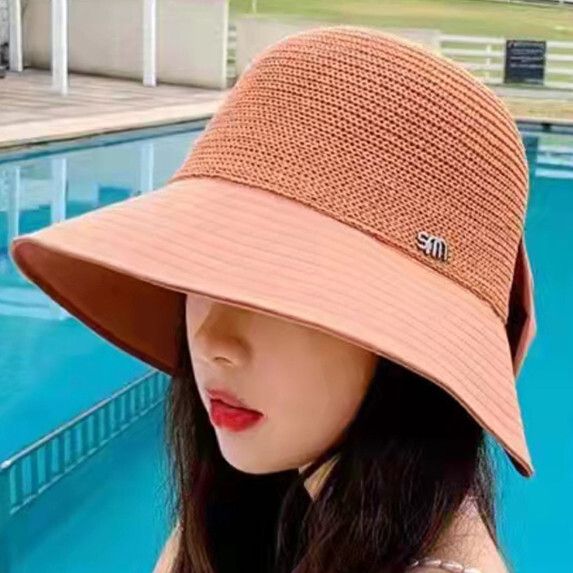透氣遮陽防曬盆帽女（橘粉色）#S281022803