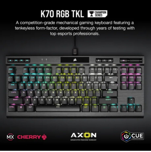 CORSAIR | K70 RGB TKL 機械遊戲鍵盤- CHERRY MX SPEED (銀軸) | 顏色