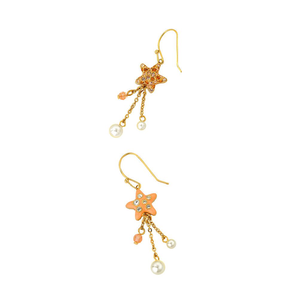 Göessele: gold plating, rhinestone, faux pearl, crystal bead, enamel (double-faced design) fish hook earrings 