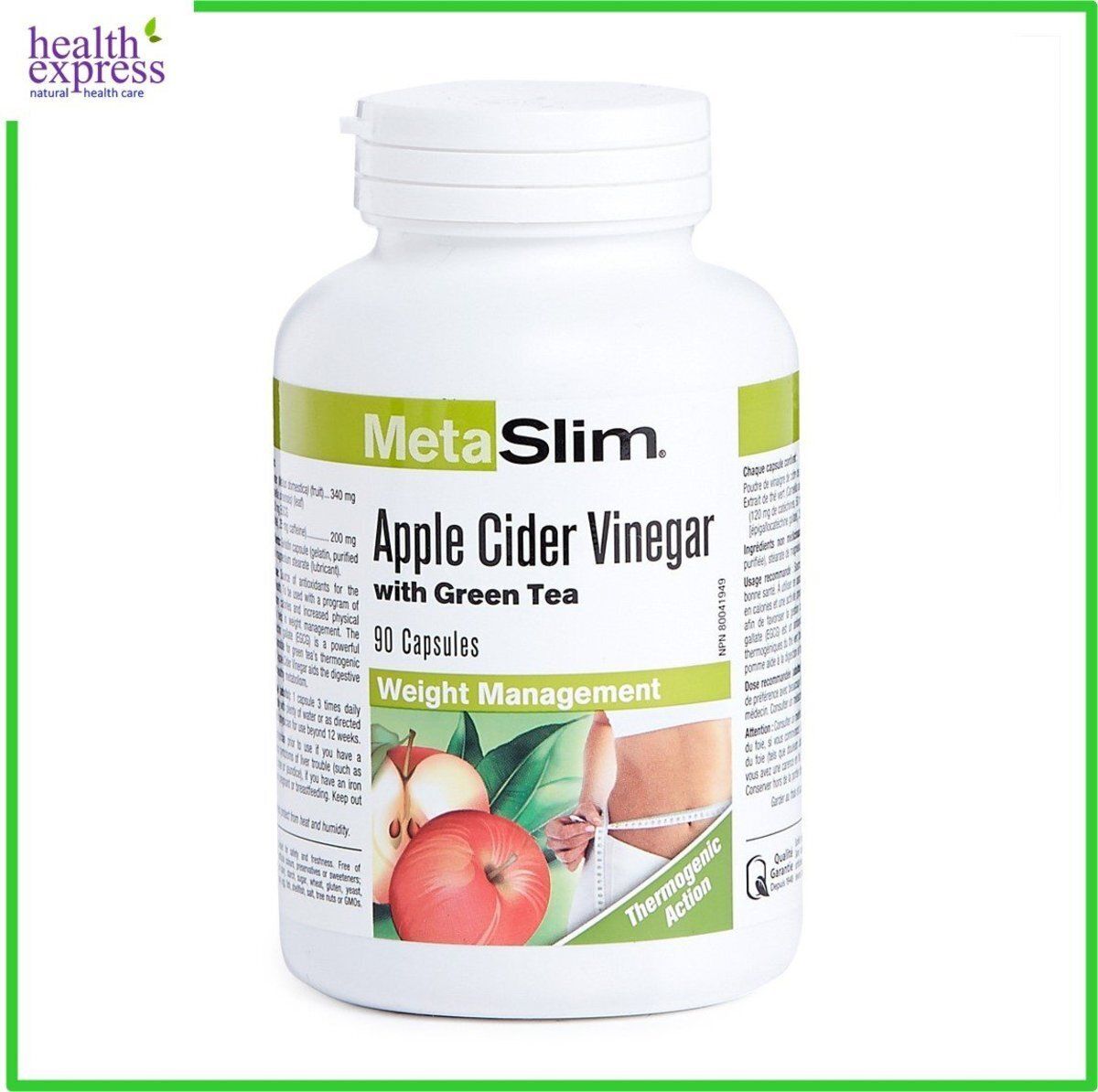 纖體瘦身綠茶蘋果醋膠囊 90 粒膠囊 [平行進口] 此日期前最佳:2028年08月31日