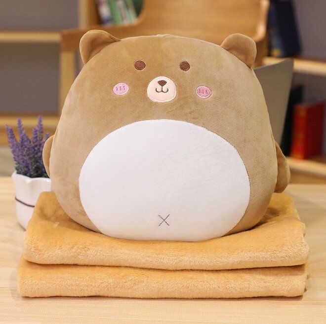多功能三合一抱枕靠枕(棕小熊 抱枕（毯子1m*1.7m）)