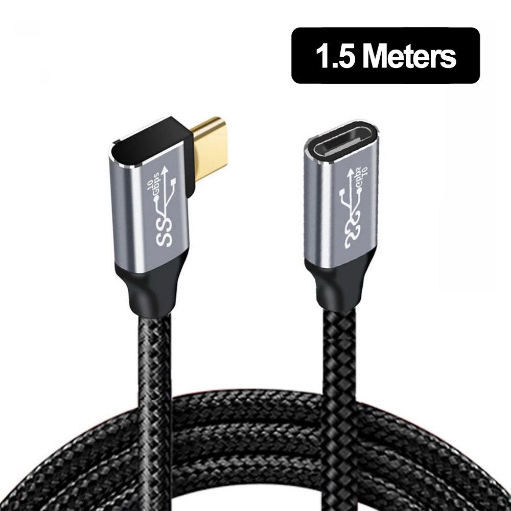 1.5M 直角 USB-C Type-C  公對母 延長線 數據線 100W 10Gbps