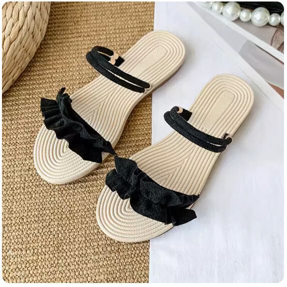 平底兩穿涼拖女（黑色【35_40碼】(下單後聯繫客服確認發貨尺碼）#F281017892