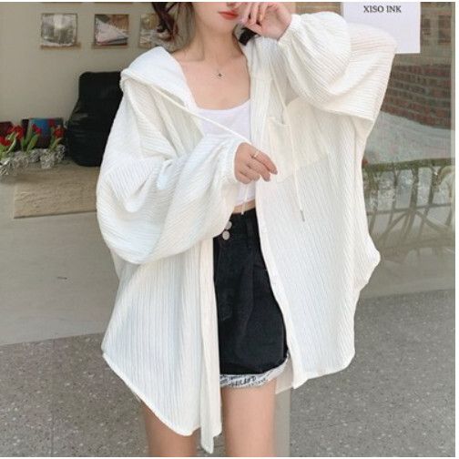 輕薄透氣防曬開衫上衣（白色）[尺碼：均碼]#F288002608