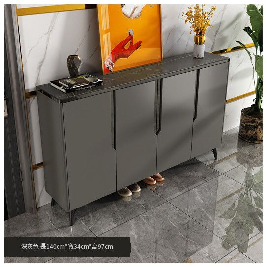 入戶玄關櫃收納櫃鞋櫃【四門】140*34*97-深灰色】#H038099696