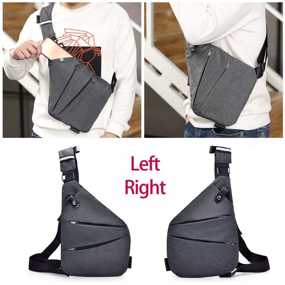 Grey Left Chest Men's Chest Pack Oxford Cloth Shoulder Bag Waterproof Outdoor Sports Men's Small Backpack