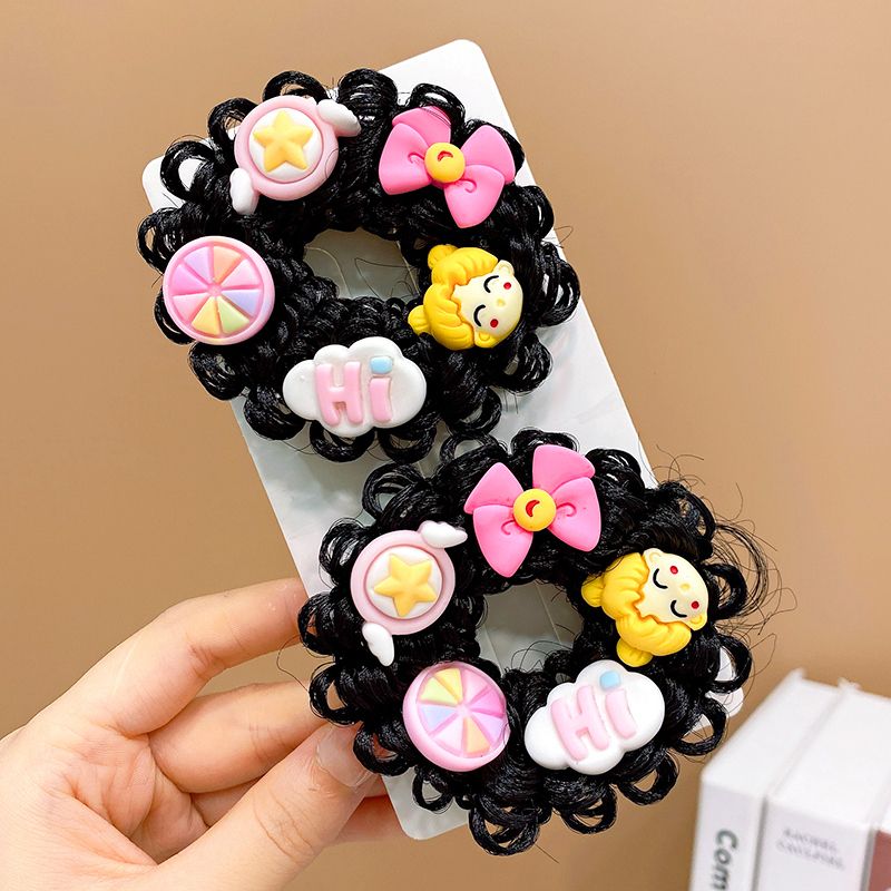 兒童卡通假髮紮丸子頭髮圈髮飾頭飾(25#美少女1對)