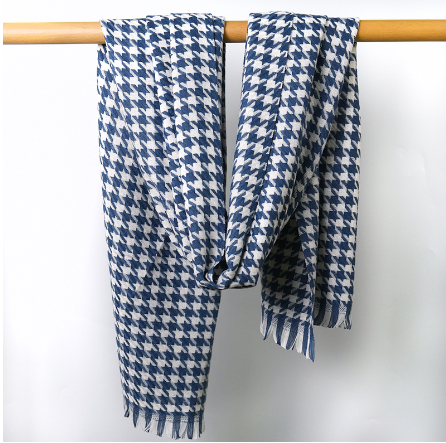 新款格子仿羊絨圍巾(規格：寶藍（尺寸：70*180cm）)#M134025118