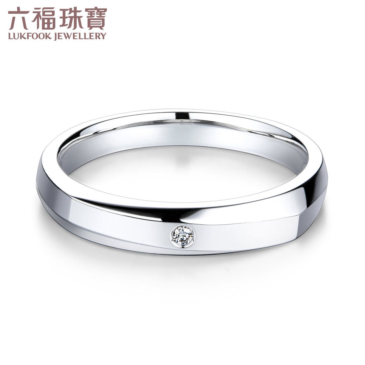 “愛的交疊”18K金(白色)鑽石戒指(男戒)