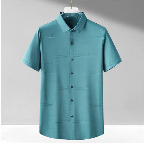 男士格紋短袖襯衫（湖水綠M-4XL碼）（下單後聯繫客服確認發貨尺碼）#S055008303