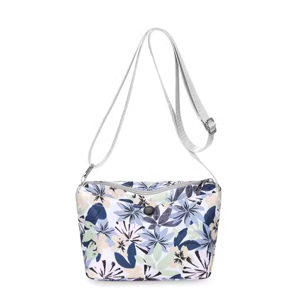 花布包包 單肩斜挎包 尼龍斜孭袋【灰底藍花】#H143028892