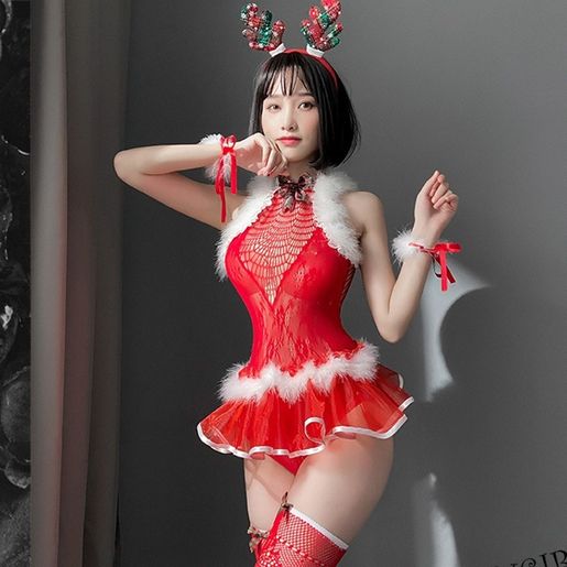 HK-BDSM  《Erotic Lingerie｜6 Pcs》Women's Sexy Plush Christmas