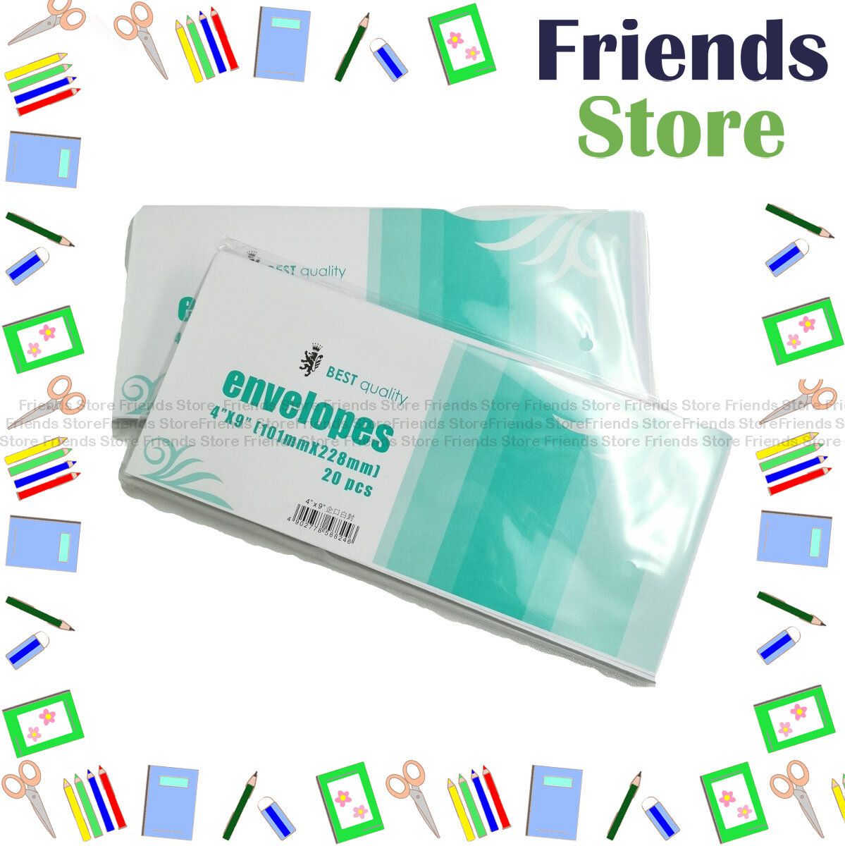 Best Quality 4" x 9" White Envelope with narrow open 20pcs/pack [2packs]
