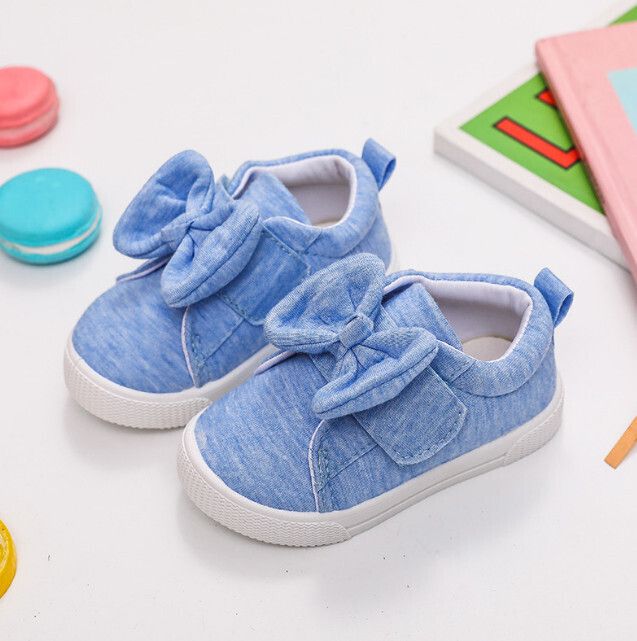 兒童蝴蝶結帆布鞋(淺藍色)(5/22碼~10/27碼，下單後請與客服確認發貨尺碼)