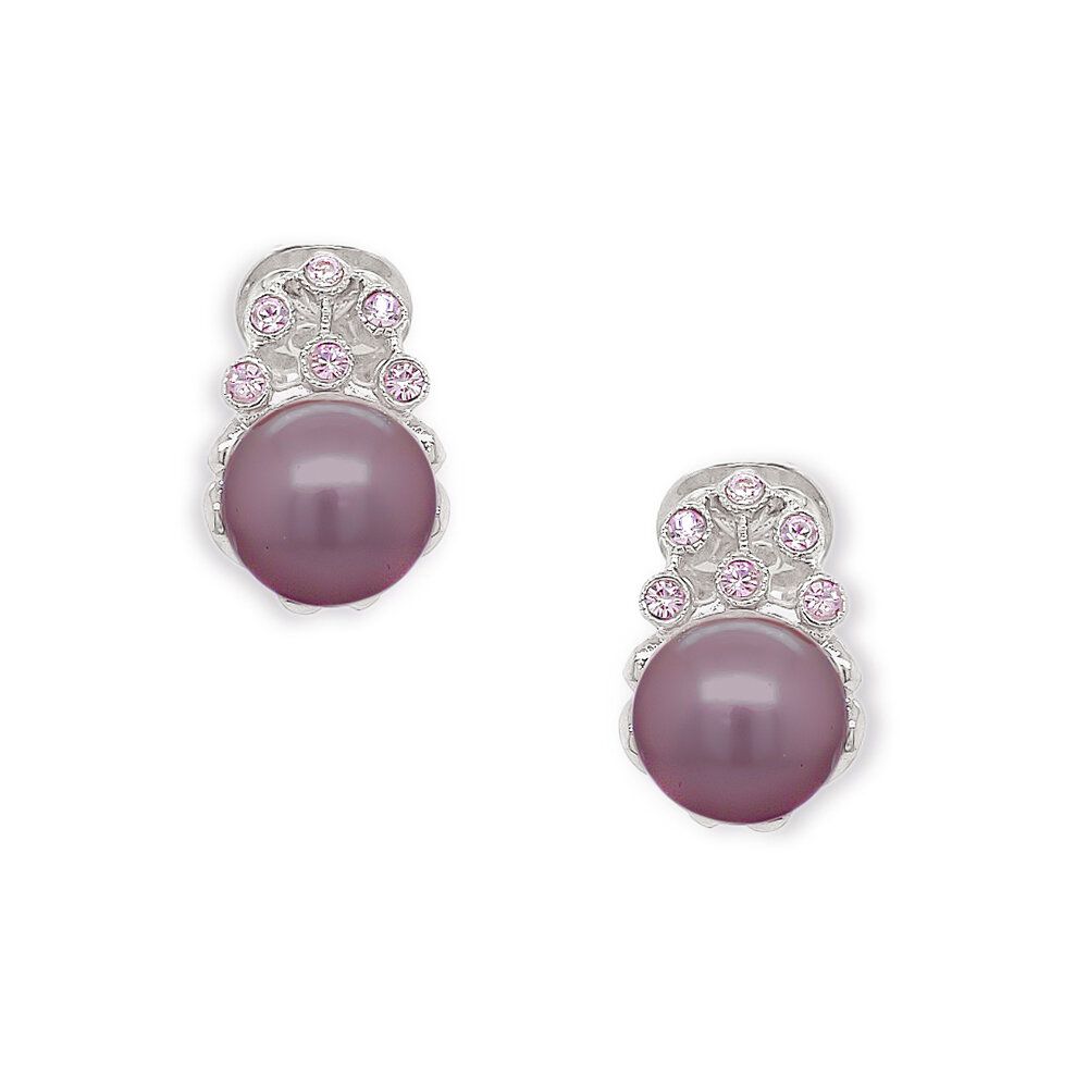 Göessele: rhodium plating, rhinestone, fuax pearl clip earrings