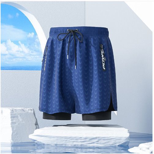 男士游泳泳褲（藏藍鯊魚【五分款】）（L)#H324003112