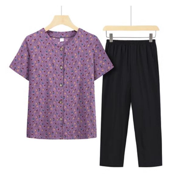 夏季中老年開衫套裝（11號色套裝）【尺碼：XL-5XL】【下單後聯絡客服確認發貨尺碼】F203013222