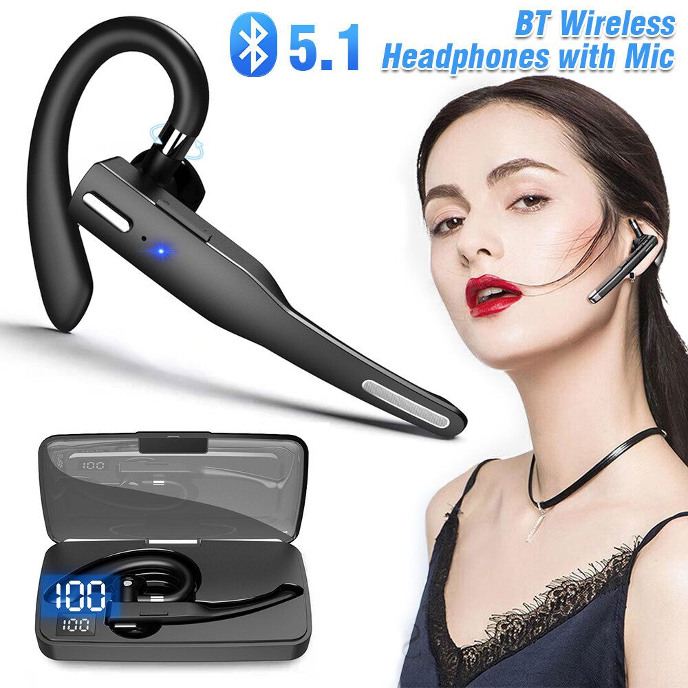 Single ear hanging ear wireless bluetooth headset Business call noise reduction LED digital display box