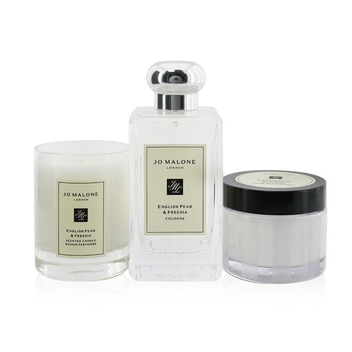 English Pear & Freesia Coffret: Cologne Spray 100ml/3.4oz + Body Cream 50ml/1.7oz + Scented Candle 4.78cm/1.88inches (Height) 3pcs - [Parallel Import Product]