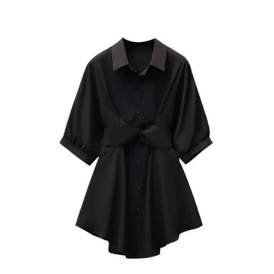 襯衫+短褲套裝【黑色】【L-4XL碼】（下單後請聯絡客服確認發貨尺碼）#K011004220