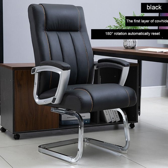 電腦椅會議椅柔軟舒適固體穩定實用椅(黑色軟布面)#H099023368