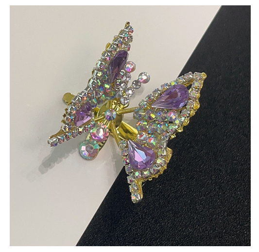 兒童水鑽紫色蝴蝶髮卡#S143020613