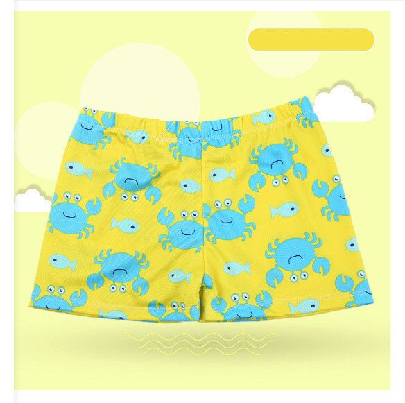 兒童平角游泳褲【均碼（身高90-120CM，25-45磅）】【黃底小螃蟹-42】 #H161023776