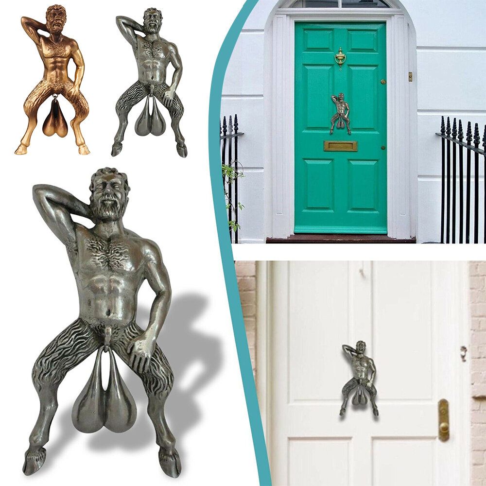 Gold Door Knocker Muscle Man Resin Pendant Decoration Home Wall Decor Front Porch Decoration