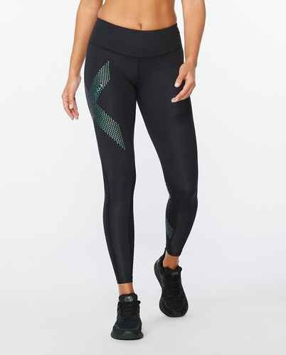 2XU Mid-Rise Compression Tights - Black/Dotted Reflective 
