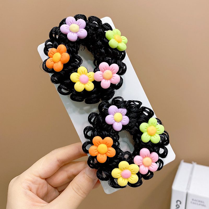 兒童可愛花朵假髮丸子頭髮圈頭飾(1#花朵1對)