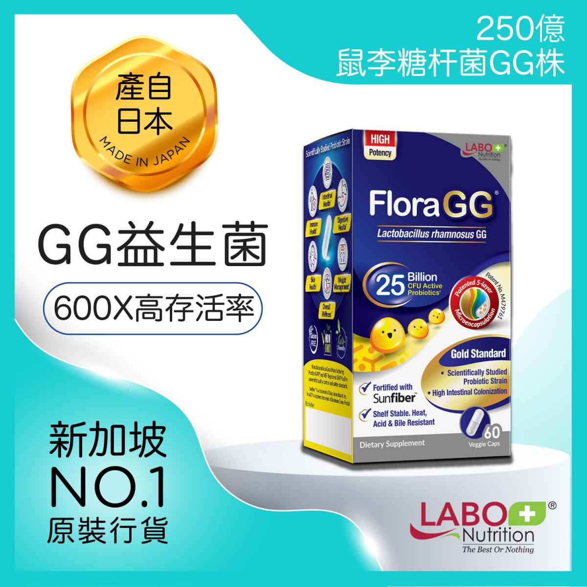 FloraGG 25 Billion CFU Probiotics with Sunfiber for Immunity Digestion Skin Health Weight & Bowels