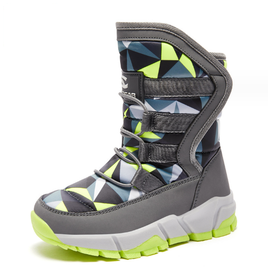 兒童雪地靴(灰/螢光綠3707)(尺碼24-41碼)(下單後聯絡客服確認發貨尺碼)