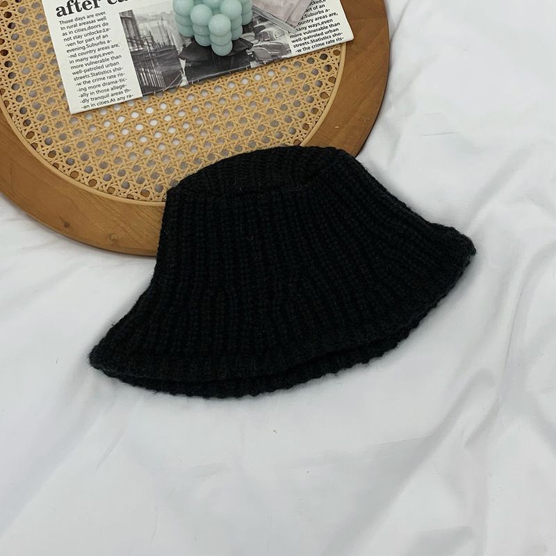 大頭圍毛線帽子保暖針織帽漁夫帽(M（56-58cm）黑色)#S001108487