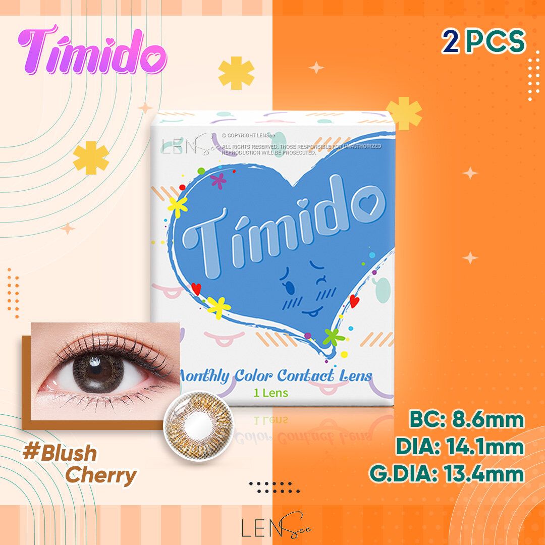 Timido 月拋彩色隱形眼鏡 - Blush Cherry (2片裝) (度數 -0.00)