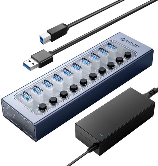 Aluminum High Quality USB 3.0 High Speed Hub 10 Port USB 3.0 Hub with  Individual Power Switch - China USB Hub and USB 3.0 Power Adapter price