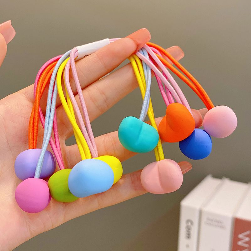 兒童高彈力雙頭皮筋髮繩彩色頭繩頭飾髮飾(彩色桃心-5個)
