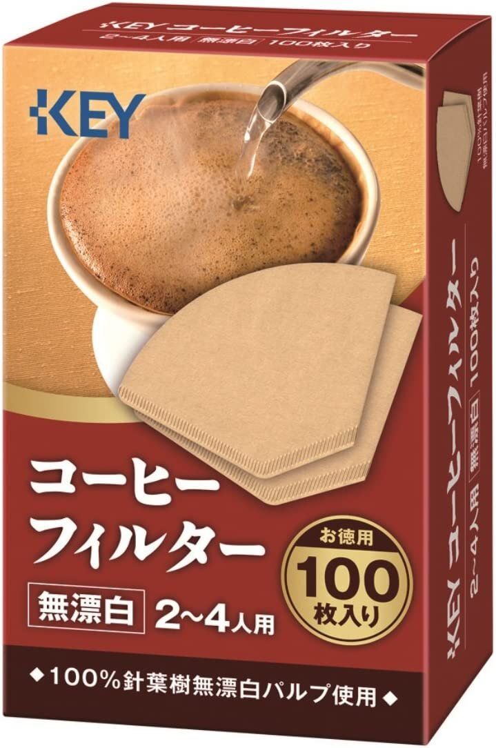 F16824 KEY COFFEE 咖啡濾紙 (3 角無漂白) 100's (日本直送)
