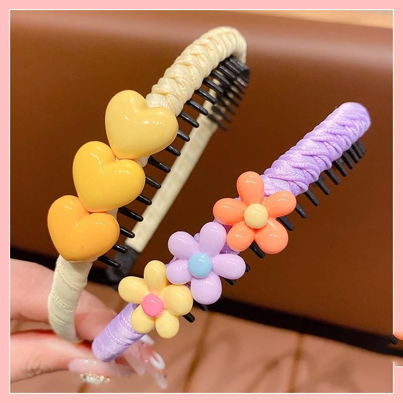 兒童可愛頭箍髮箍髮飾(13#黃色愛心-2件套)