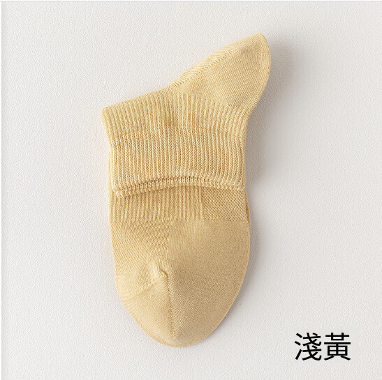女款短筒襪網眼透氣襪子（淺黃色）#SKY