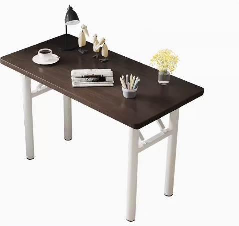 簡易可折疊長方形辦公桌(黑胡桃/圓管，白架)(尺寸:80*50CM)