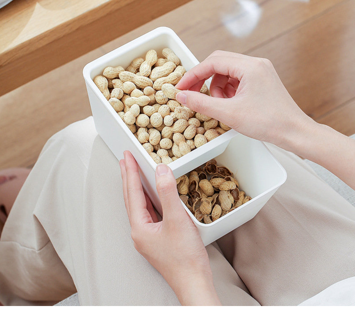 Double-layer fruit plate/with drain Snack box/Dried fruit plate/Snack pocket[parallel import]