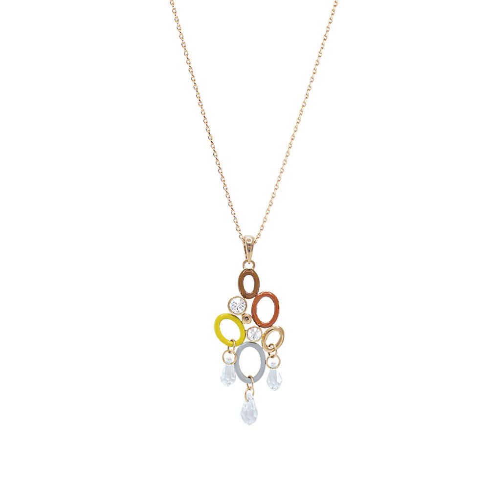 Olympic: gold plating, rhinestone, crystal bead, enamel pendant necklace