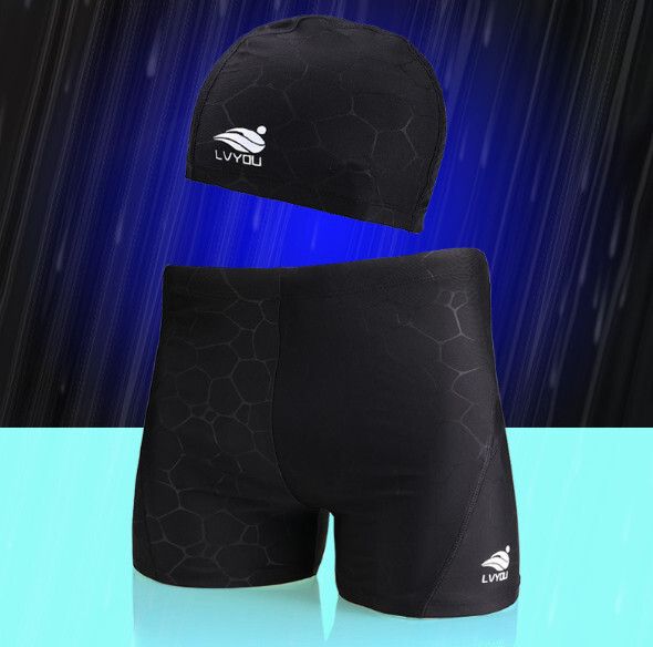 平角速幹泳褲【XL-4XL】【平角水波紋褲+帽】(下單後聯絡客服確認發貨尺碼) #H246026077