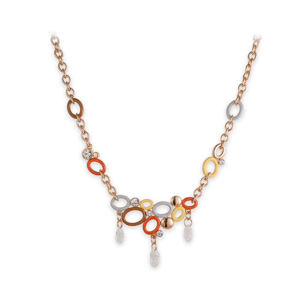 Olympic: gold plating, rhinestone, crystal bead, enamel necklace