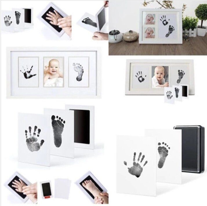 BLACK Newborn Footprint Handprint Safe Inkless Gift Foot Hand Print Wipe Kit Gift NEW