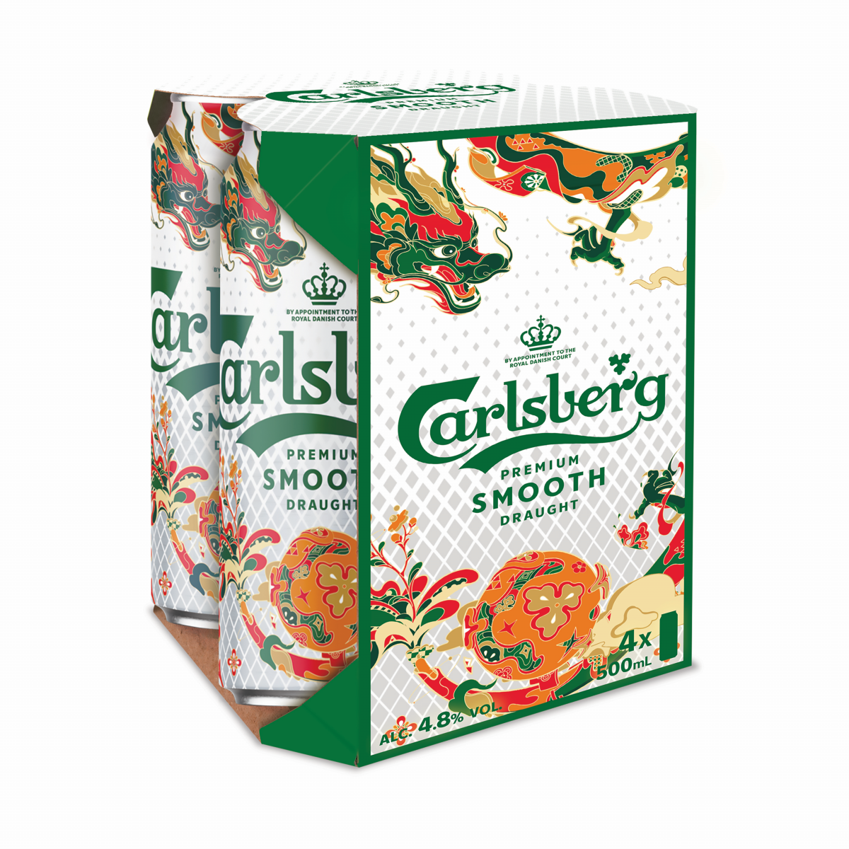 Carlsberg Smooth Draught Beer - Pilsner - 500ml x 4 can (Random allocation of CNY Special edition)